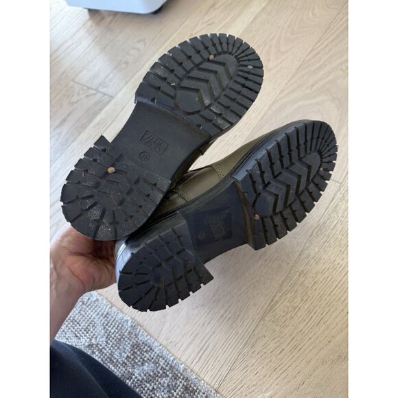 Zara Olive Green Combat Boots - Picture 4 of 5